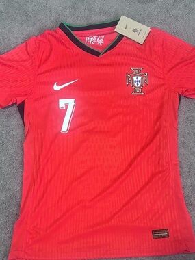 Nike Red Soccer Jersey with White #7 and Team Crest